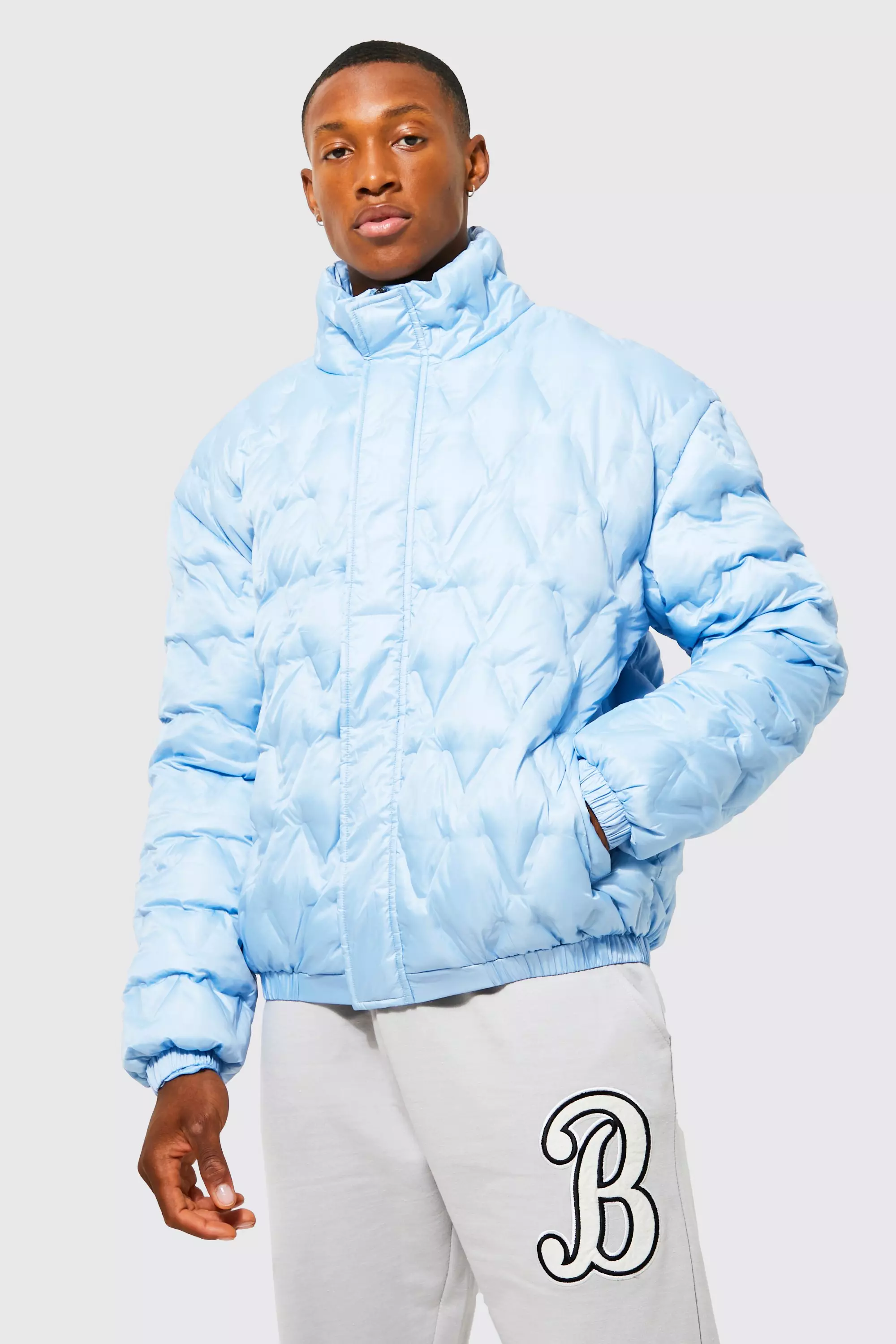 Pale blue cheap puffer coat